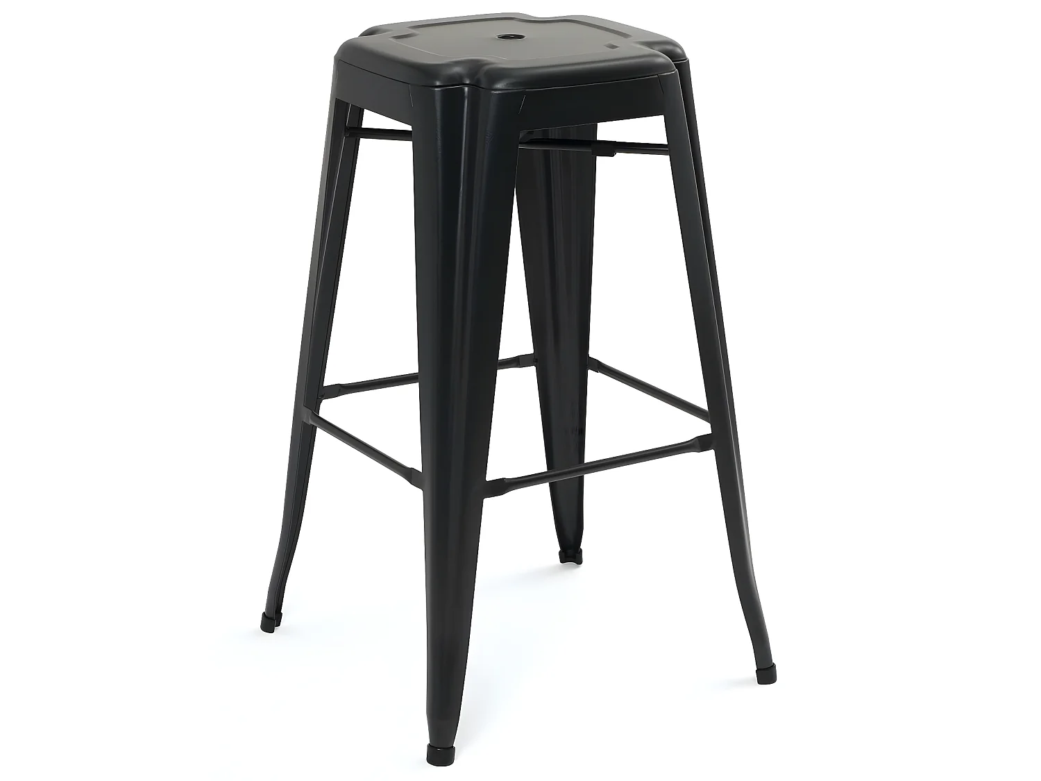 Lot 2 tabourets de bar industriels métal hauteur 76 cm empilables BOOKA (noir)