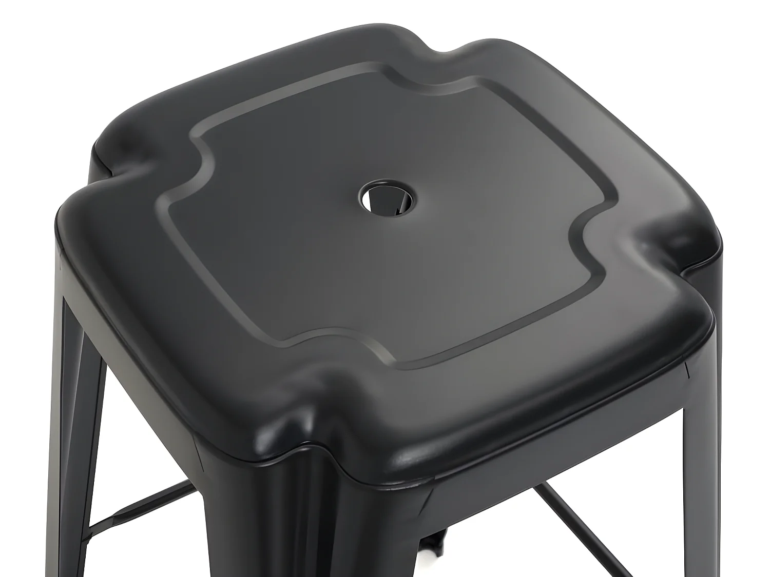 Lot 2 tabourets de bar industriels métal hauteur 76 cm empilables BOOKA (noir)