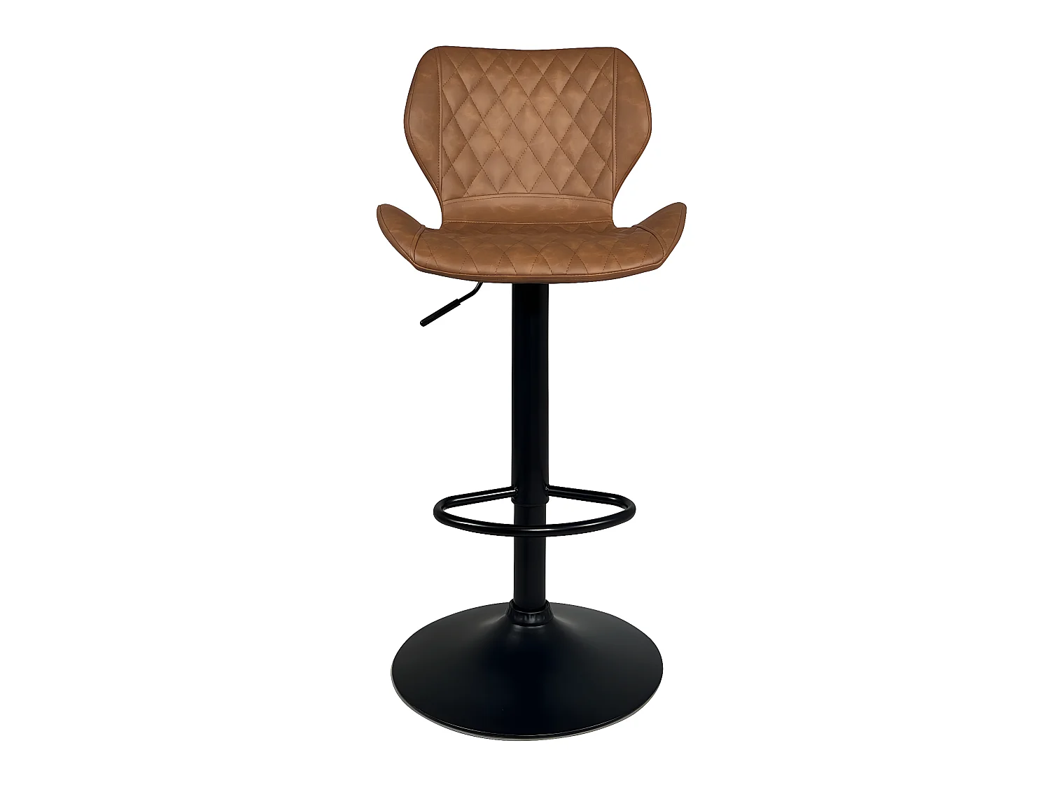 Lot 2 chaises de bar simili cuir effet vintage pivotant hauteur réglable FADO (Noir marron)