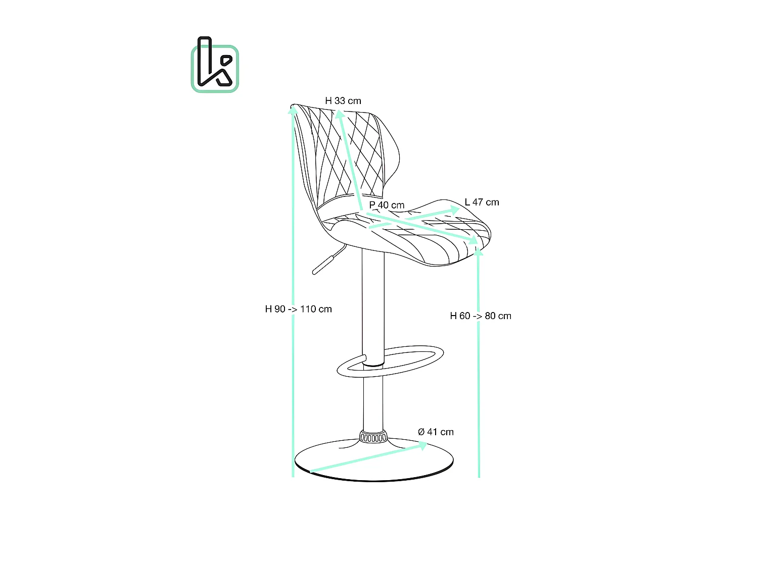 Lot 2 chaises de bar simili cuir effet vintage pivotant hauteur réglable FADO (Noir marron)