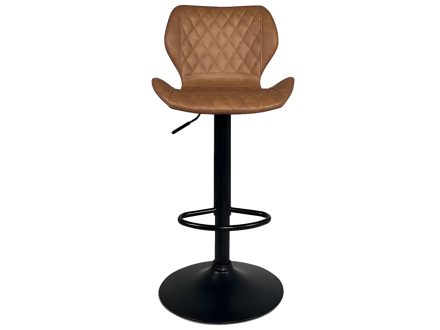 Lot 2 chaises de bar simili cuir effet vintage pivotant hauteur réglable FADO (Noir marron)