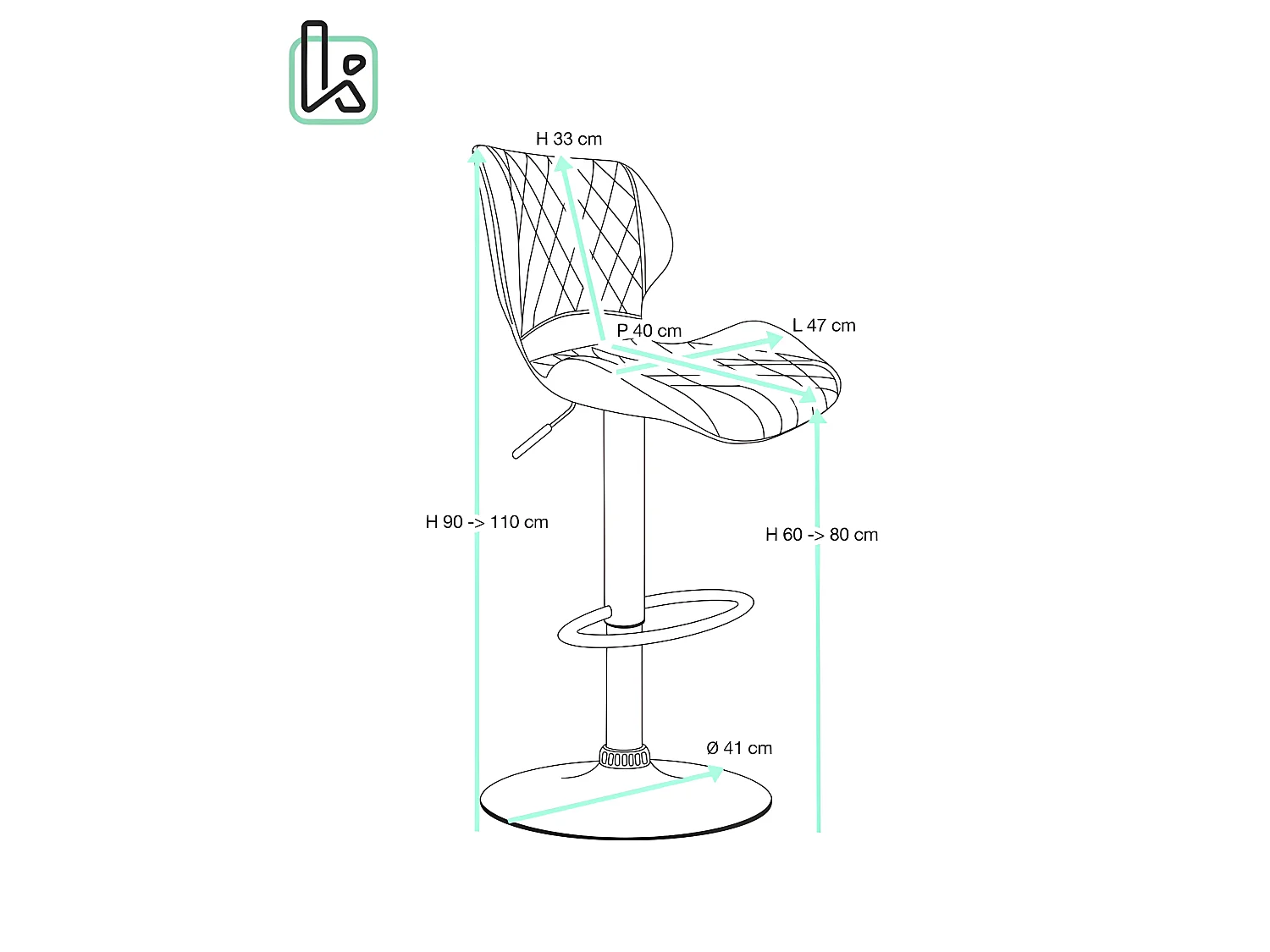 Lot 2 chaises de bar simili cuir effet vintage pivotant hauteur réglable FADO (Noir marron)