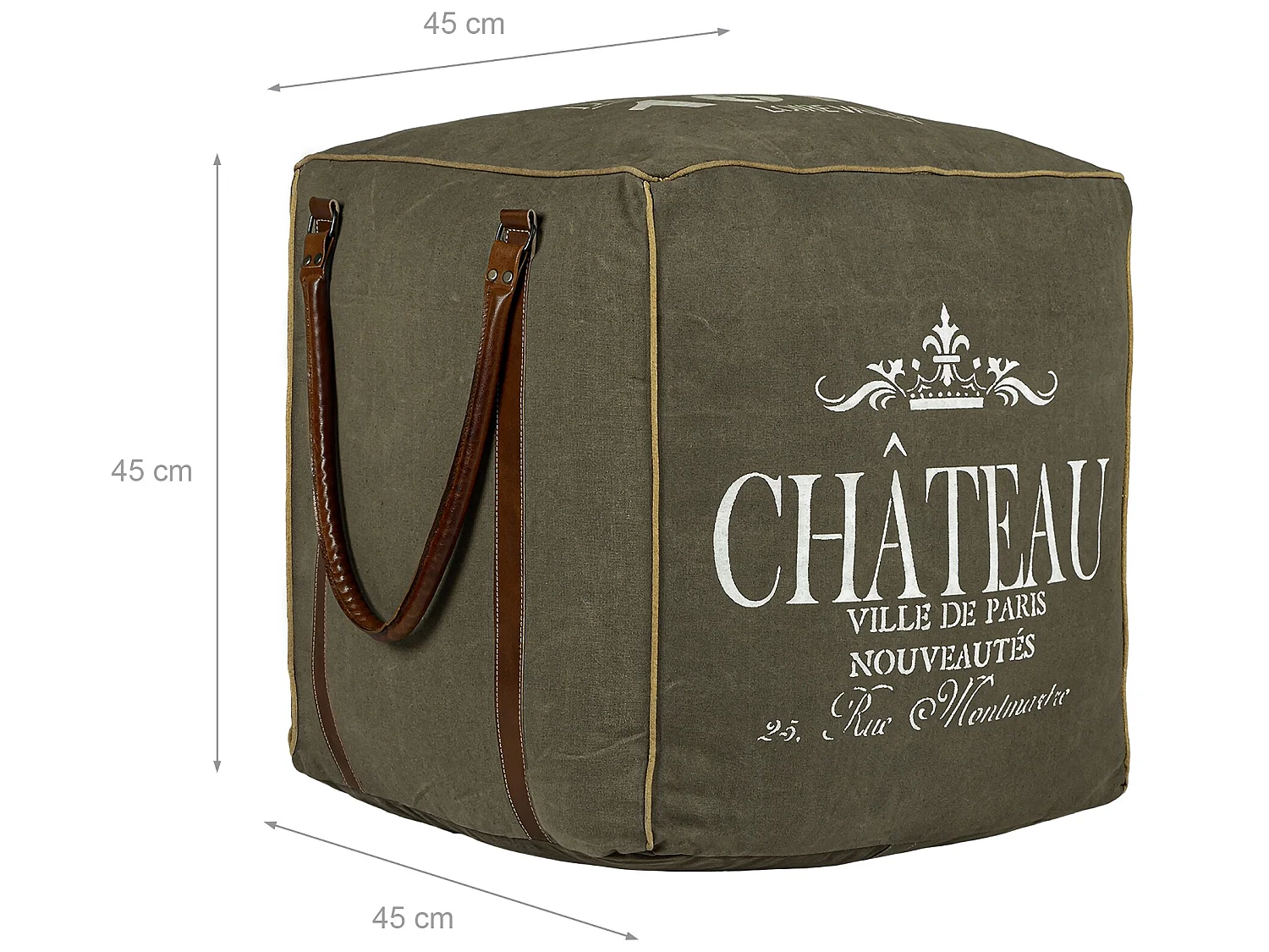 Pouf carré siège cube tabouret design Oakland 45 cm WOMO-DESIGN