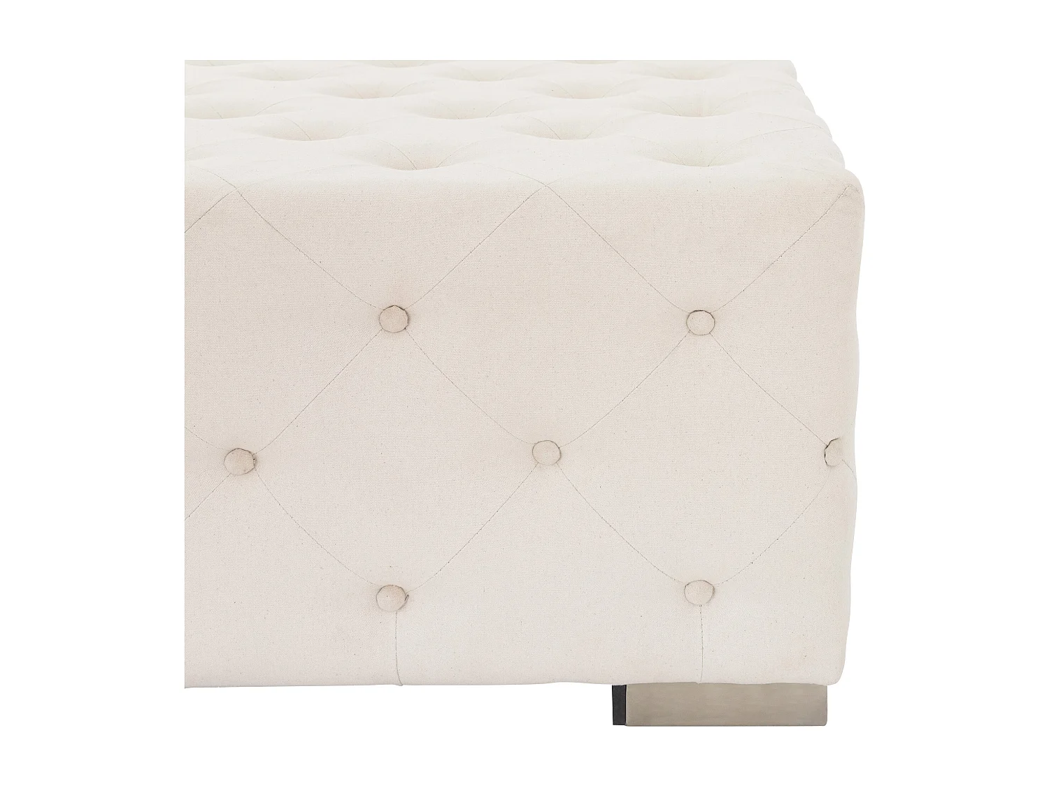 WOMO-DESIGN Puff XXL Ostrava cuadrado 90x90x40 cm color crema hecho a mano, banco asiento reposapíes, cojín taburete auxiliar relleno de algodón