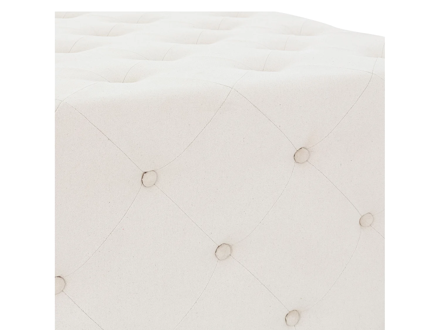 WOMO-DESIGN Puff XXL Ostrava cuadrado 90x90x40 cm color crema hecho a mano, banco asiento reposapíes, cojín taburete auxiliar relleno de algodón