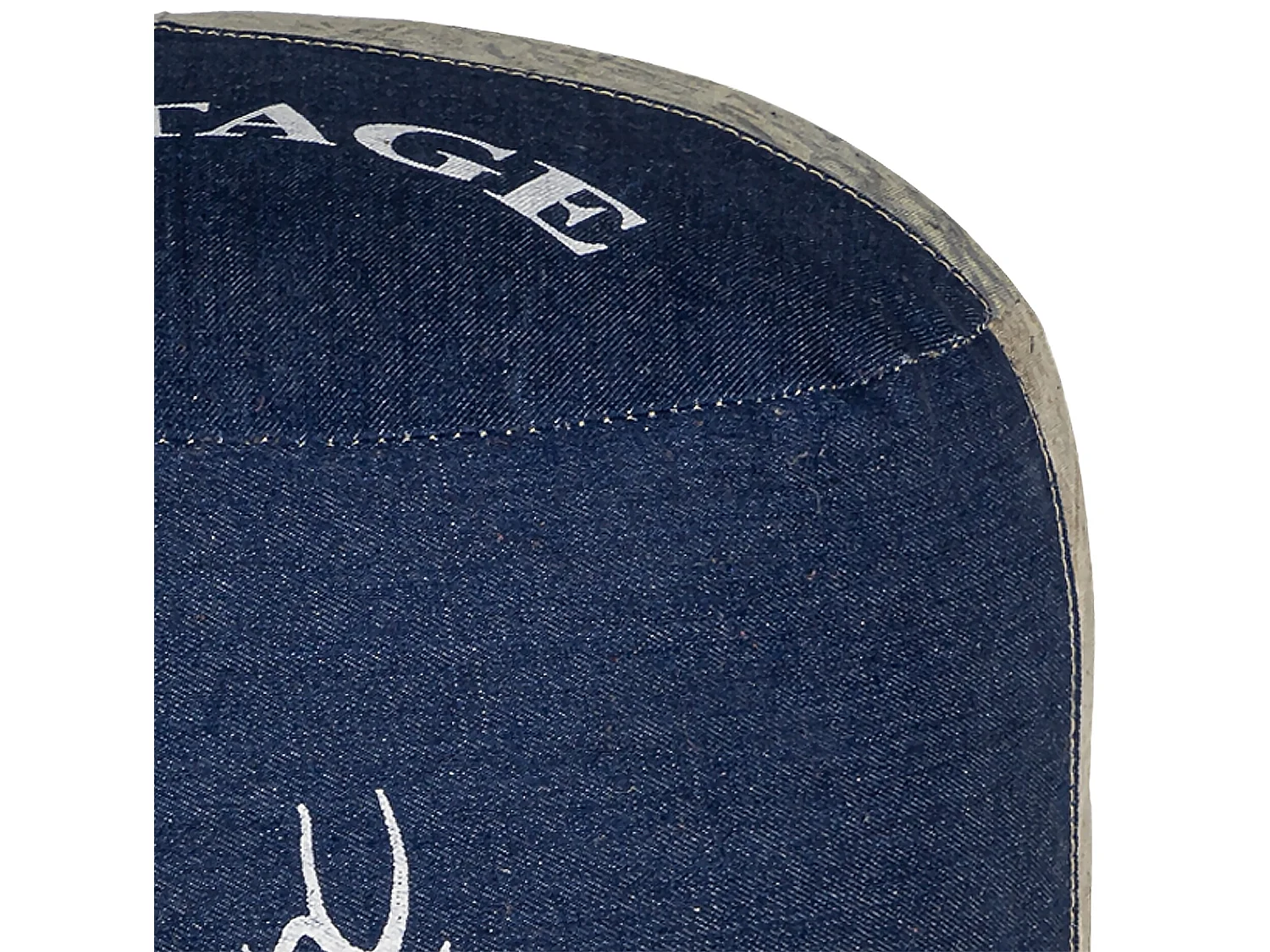 WOMO-DESIGN Pouf poggiapiedi Jacksonville 35x43cm beige-blu, fatto a mano, puff in jeans, sedile da divano, sgabello ottomano per salotto e sooggiorno