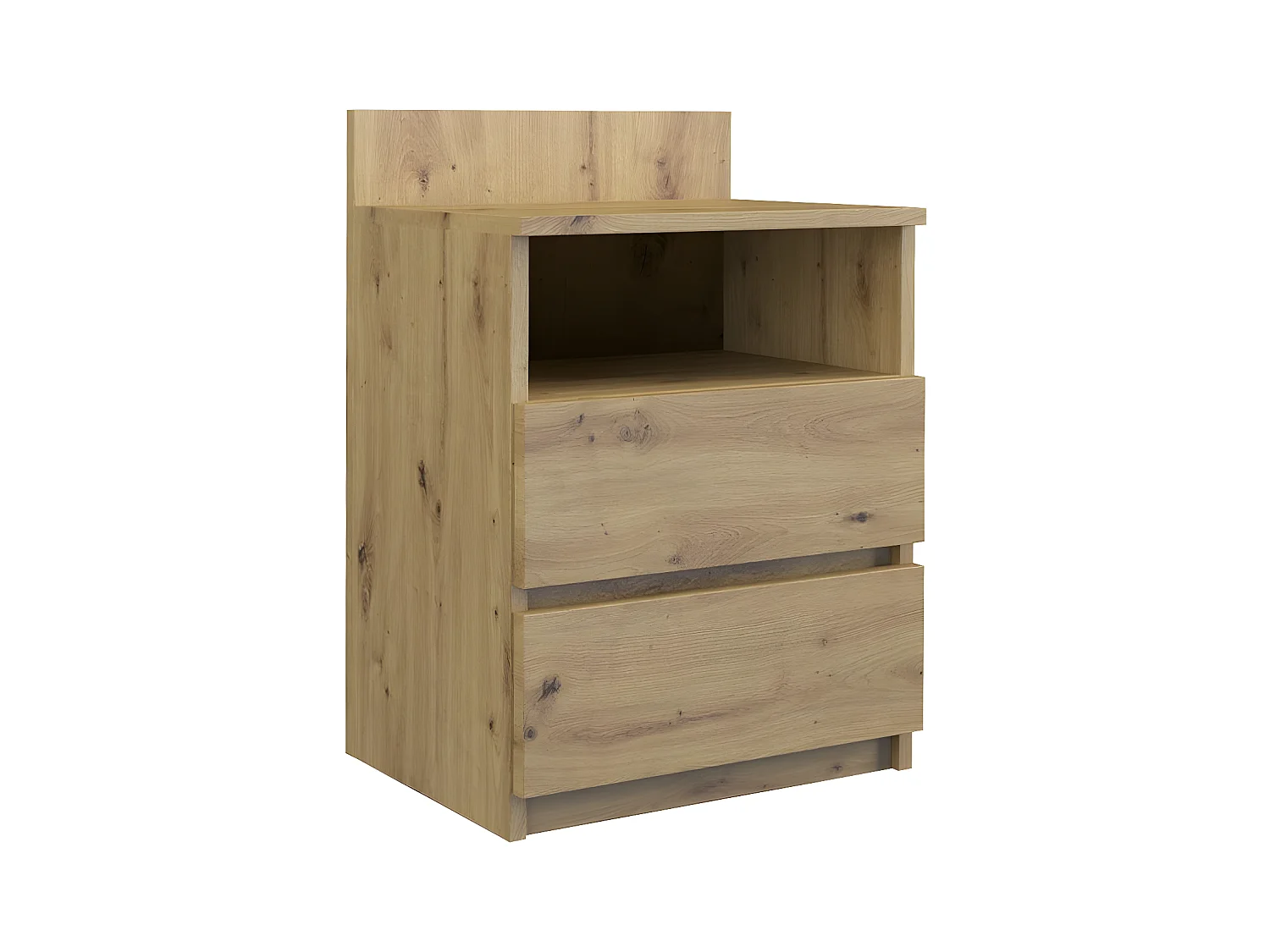 ASTER T1 | Table de chevet | 59x40x32 cm | Table d'appoint 2 tiroirs + étagère | Chevet style scandinave