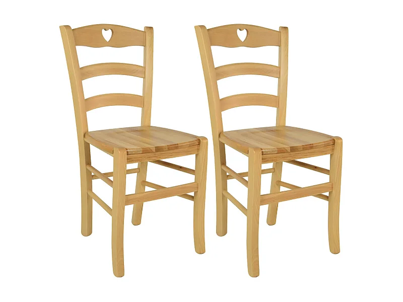 NAPLES - Lot de 2 Chaises Naturelles et Assises en Bois