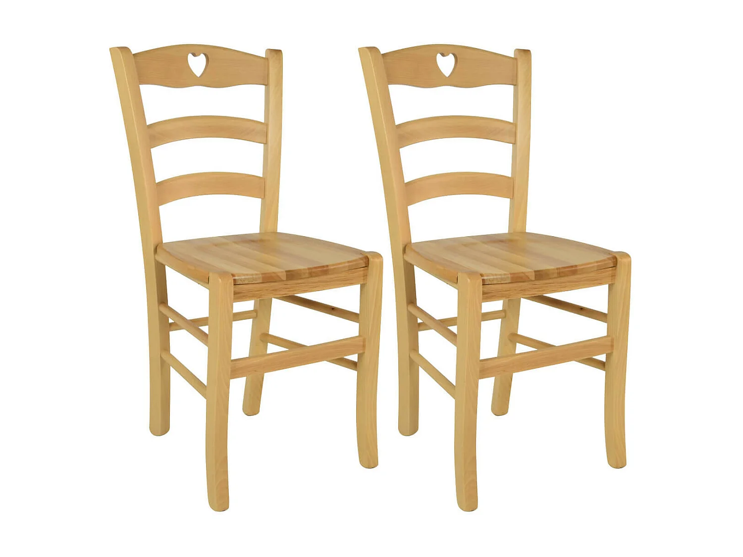 NAPLES - Lot de 2 Chaises Naturelles et Assises en Bois