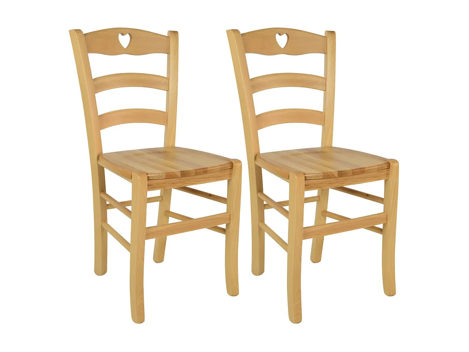 NAPLES - Lot de 2 Chaises Naturelles et Assises en Bois