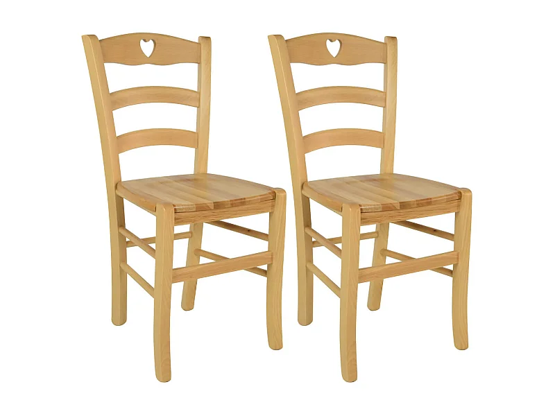 NAPLES - Lot de 2 Chaises Naturelles et Assises en Bois