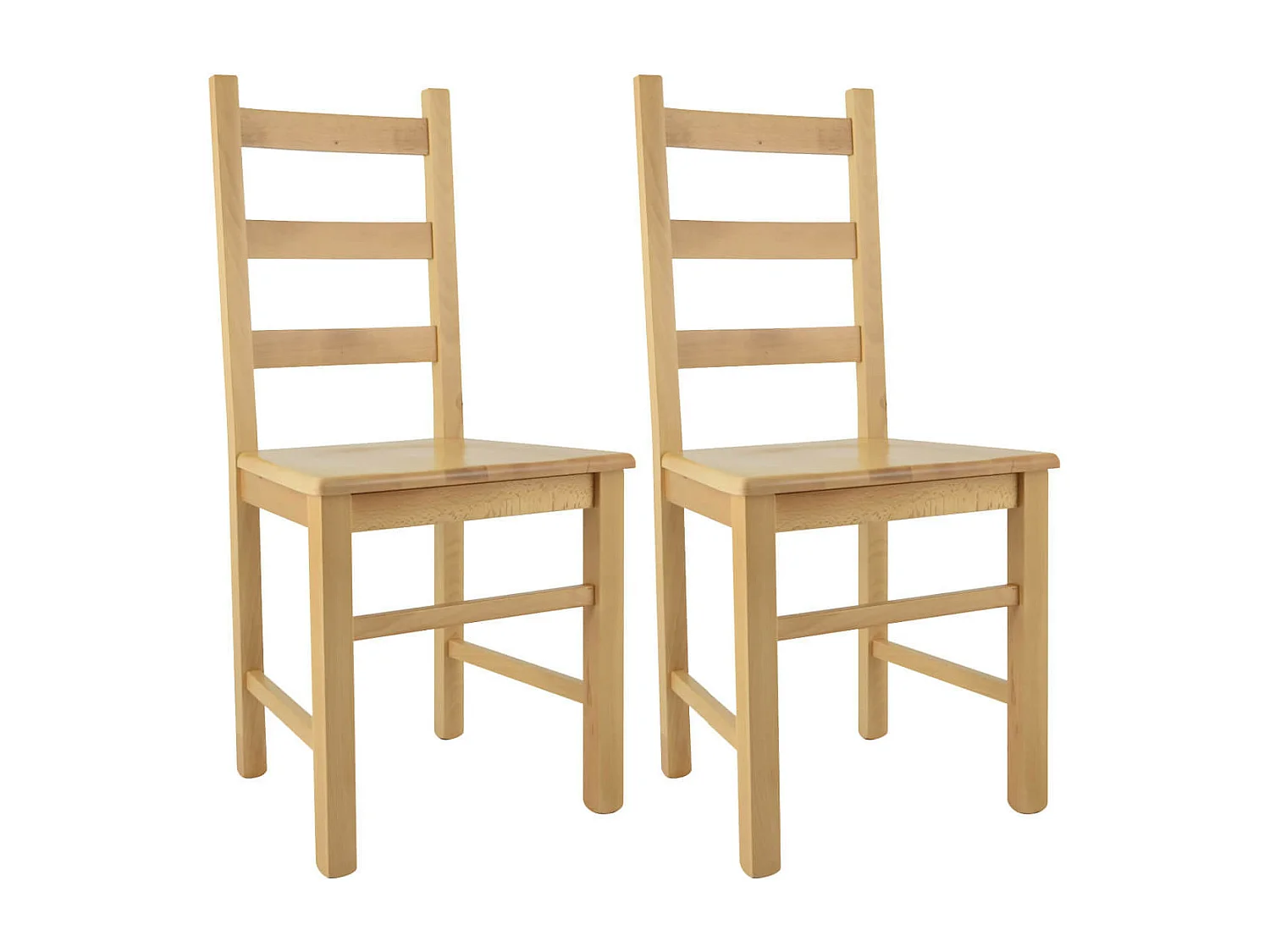 ORTA - Lot de 2 Chaises Naturelles et Assises en Bois