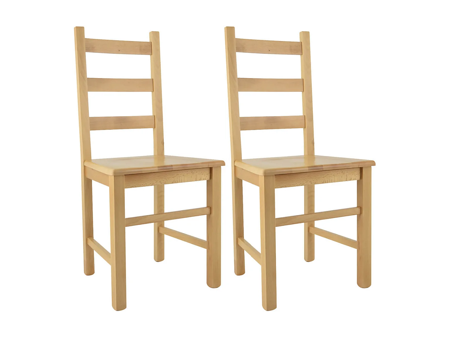 ORTA - Lot de 2 Chaises Naturelles et Assises en Bois