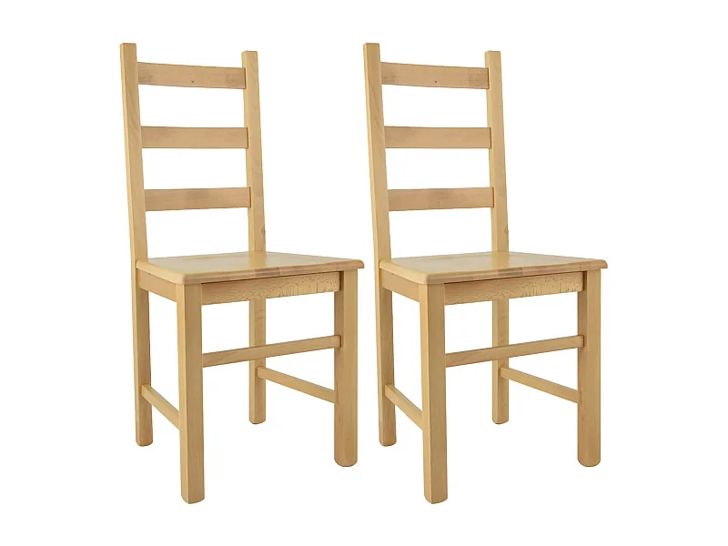 ORTA - Lot de 2 Chaises Naturelles et Assises en Bois