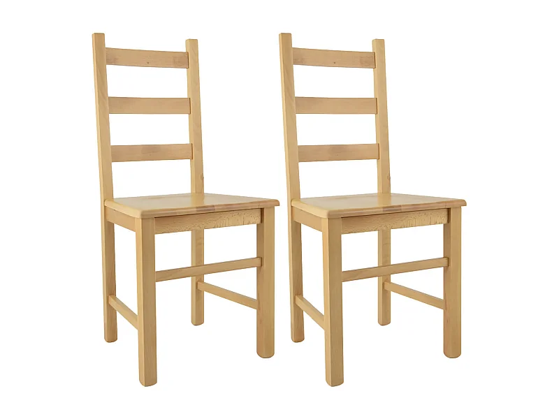 ORTA - Lot de 2 Chaises Naturelles et Assises en Bois