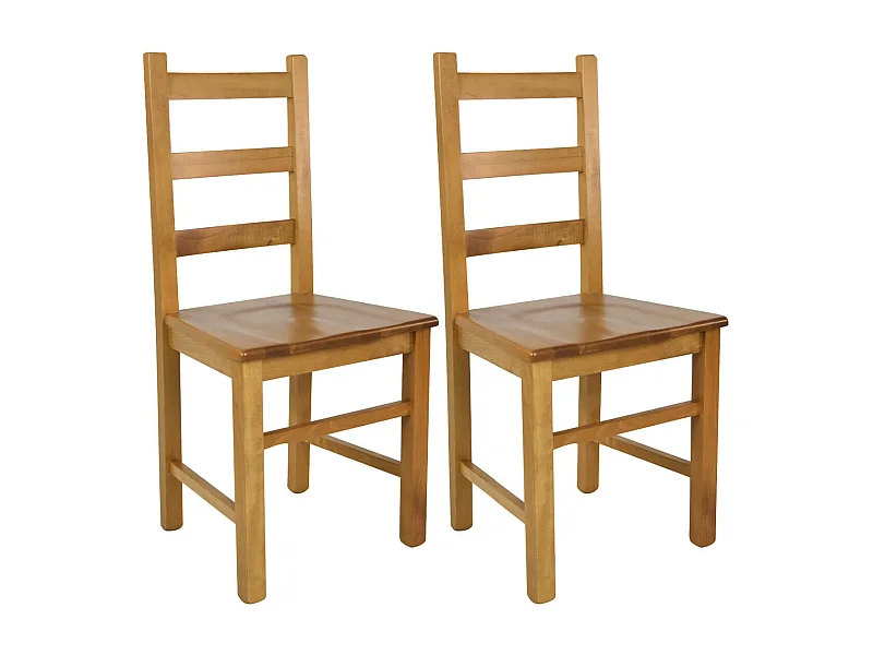 ORTA - Lot de 2 Chaises Teinté Chêne et Assises en Bois