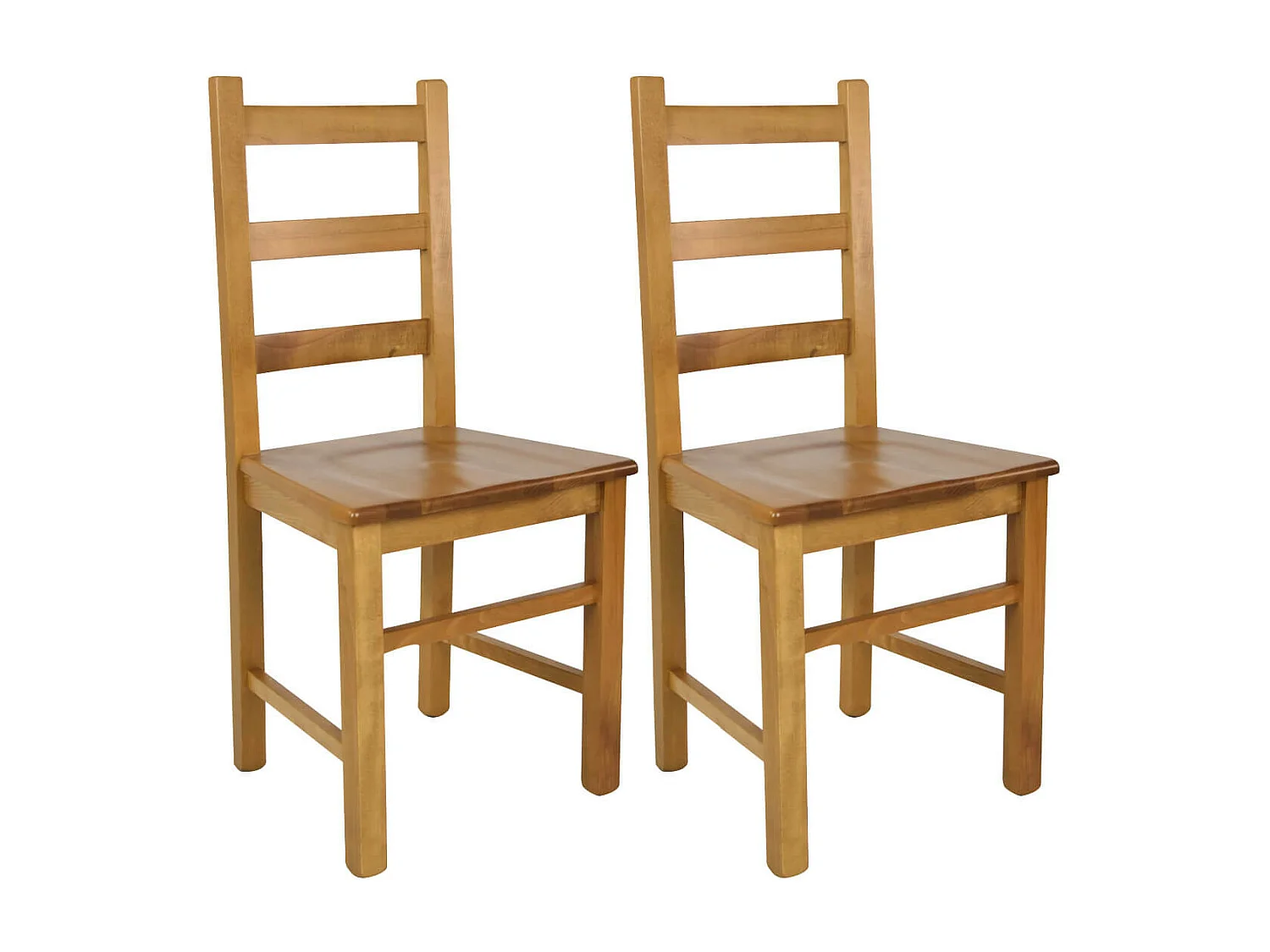 ORTA - Lot de 2 Chaises Teinté Chêne et Assises en Bois