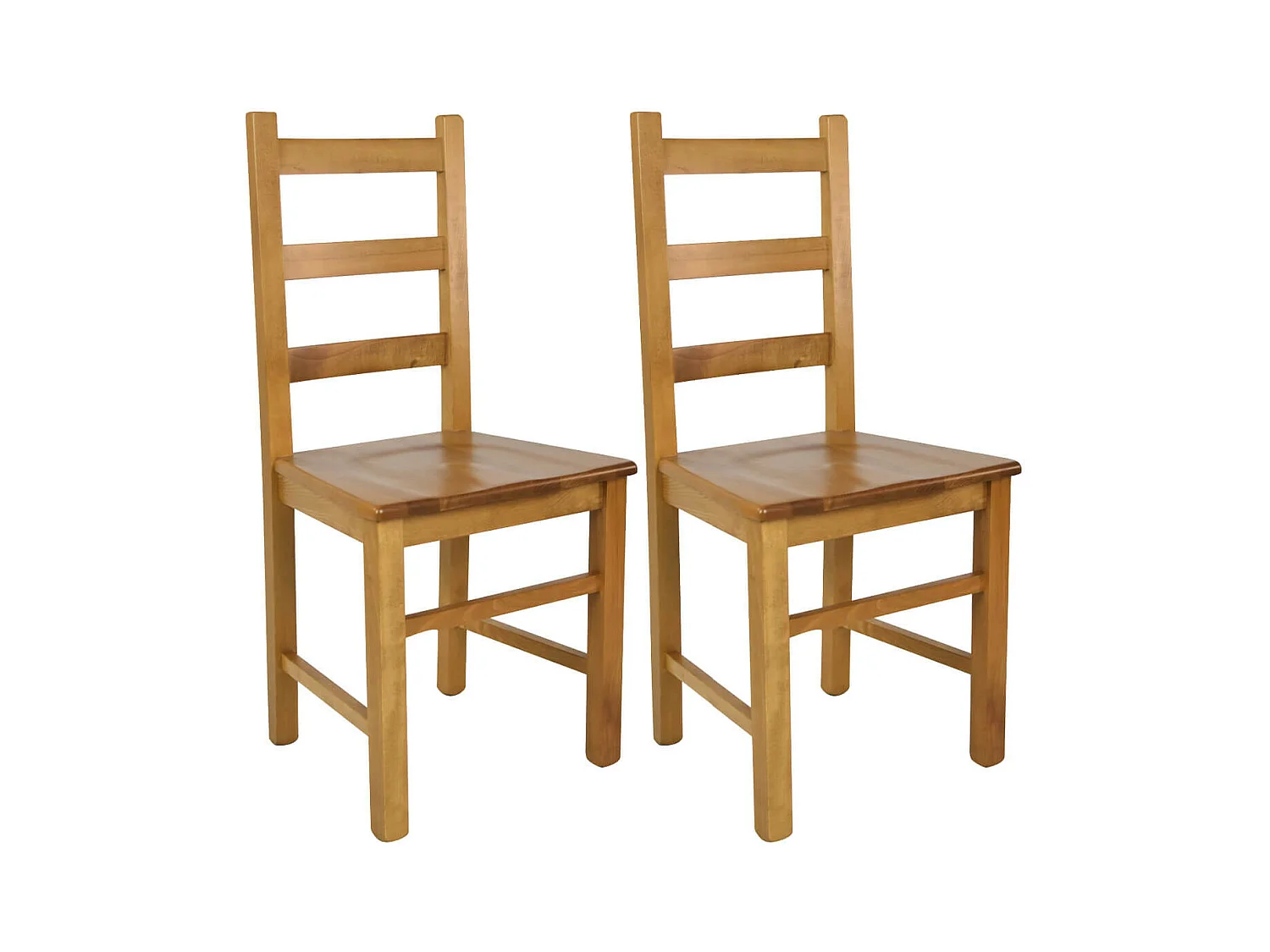 ORTA - Lot de 2 Chaises Teinté Chêne et Assises en Bois