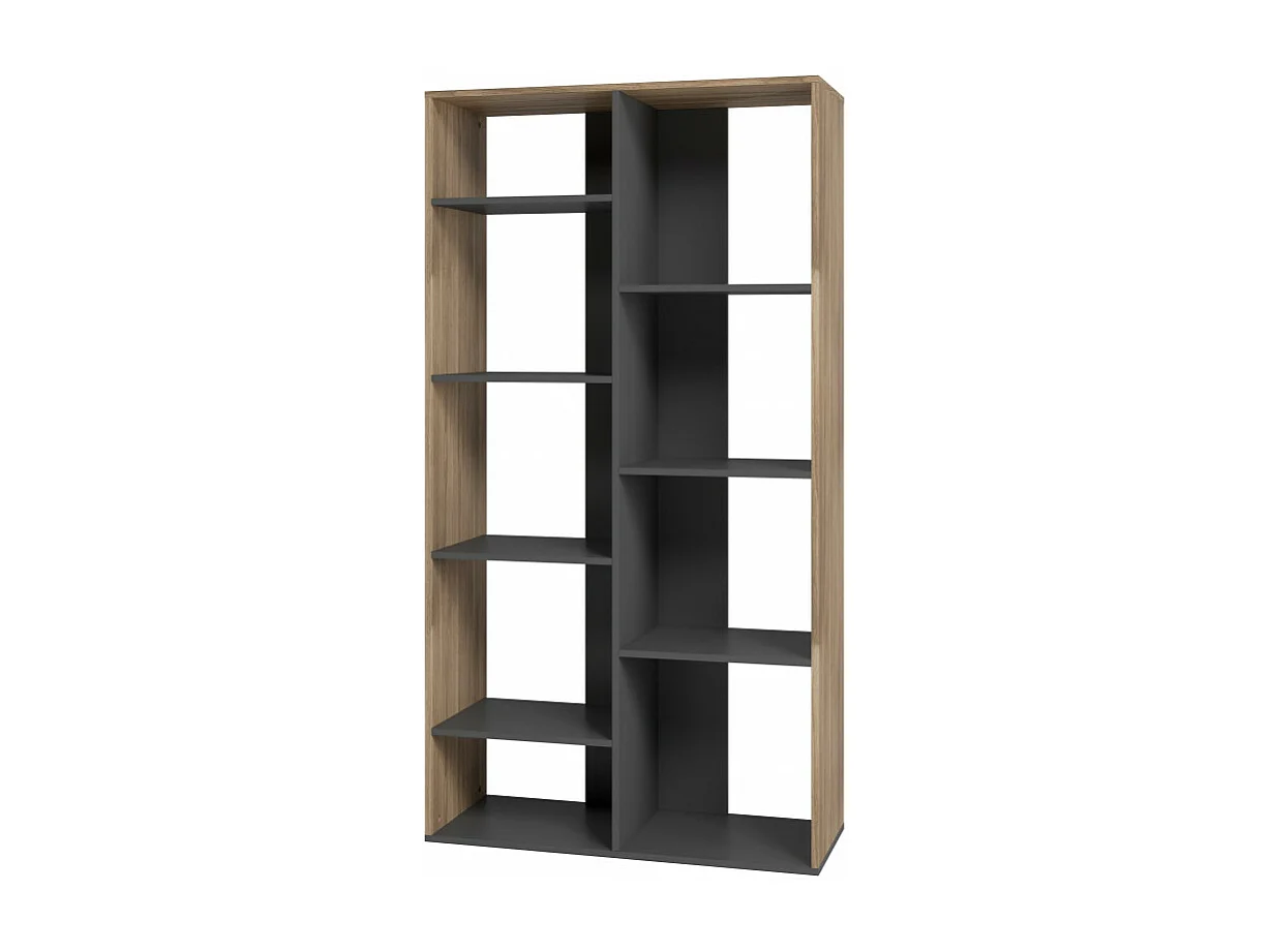 Rayonnage 9 Niches Chêne et Noir 185 cm LINEA