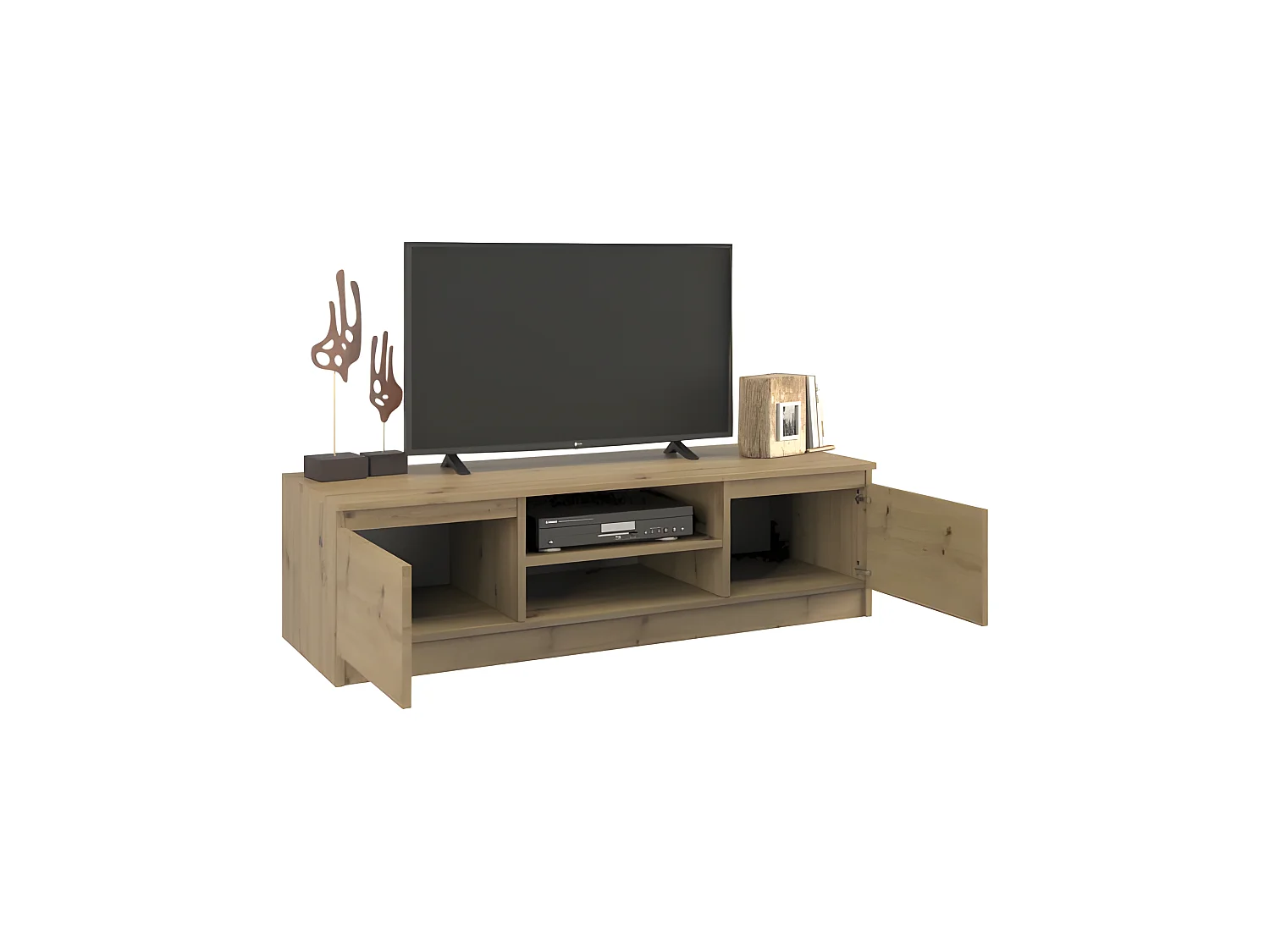 TIVOLI - Mueble de televisión bajo moderno - 40x120x36 - 2 cajones + 2 puertas - almacenamiento moderno para equipos de TV/audio/video