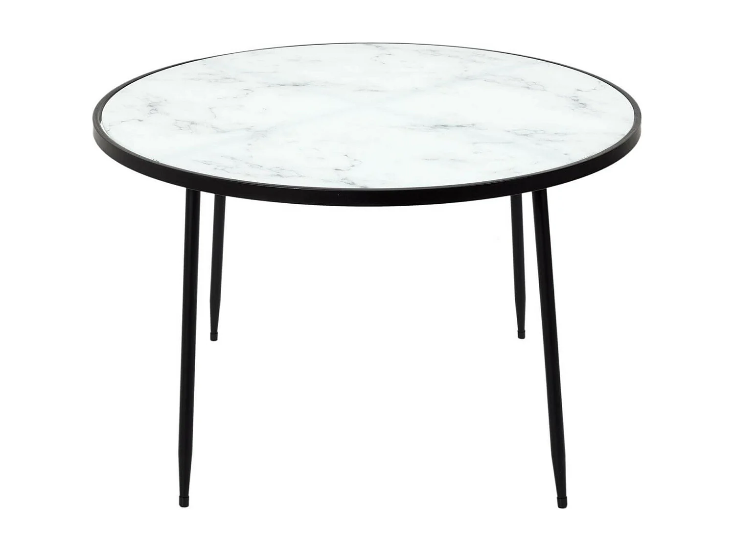 MOTSA - Table Basse Ø75cm Plateau Verre Imitation Marbre