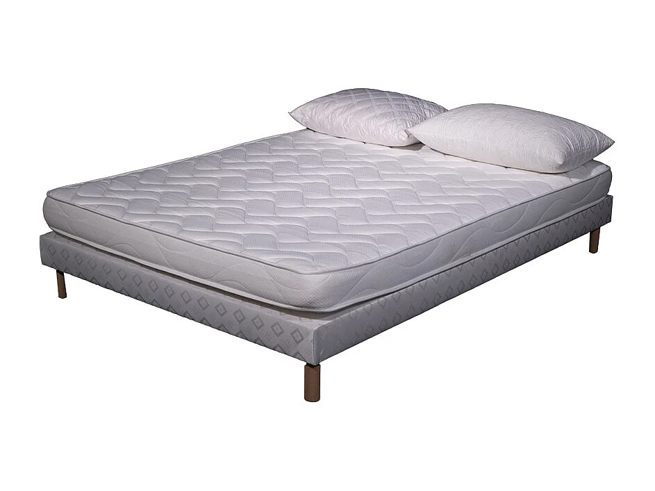 Ensemble Matelas mousse ECO - 140x190cm et 2 Oreillers 50x70 - mousse et Sommier blanc