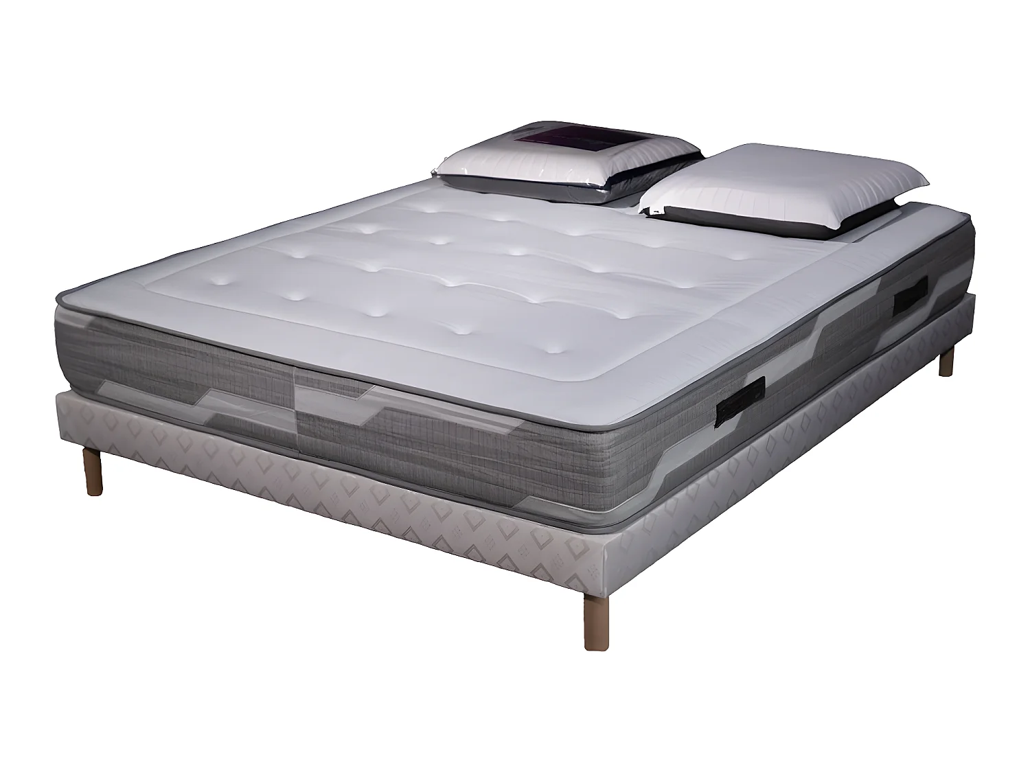 Ensemble matelas 90x190cm ressorts ensachés Select avec 1 Oreiller visco 60x60 et Sommier blanc