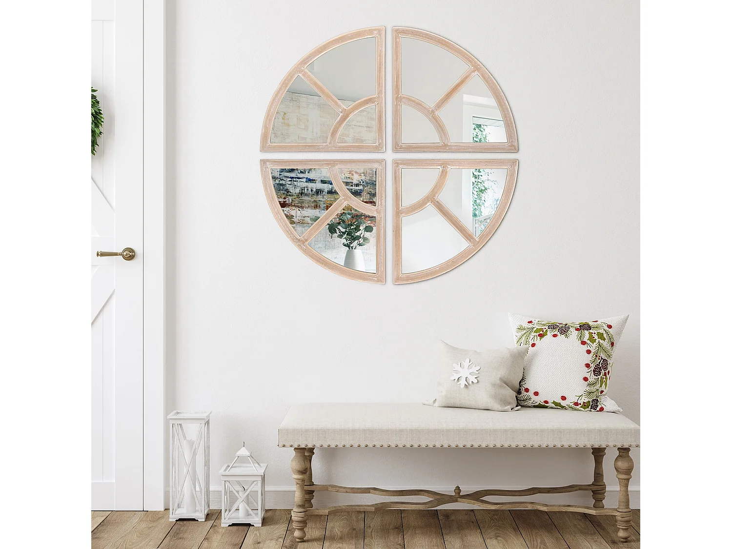 Miroir mural ronde Ø 120 cm en bois de manguier WOMO-DESIGN