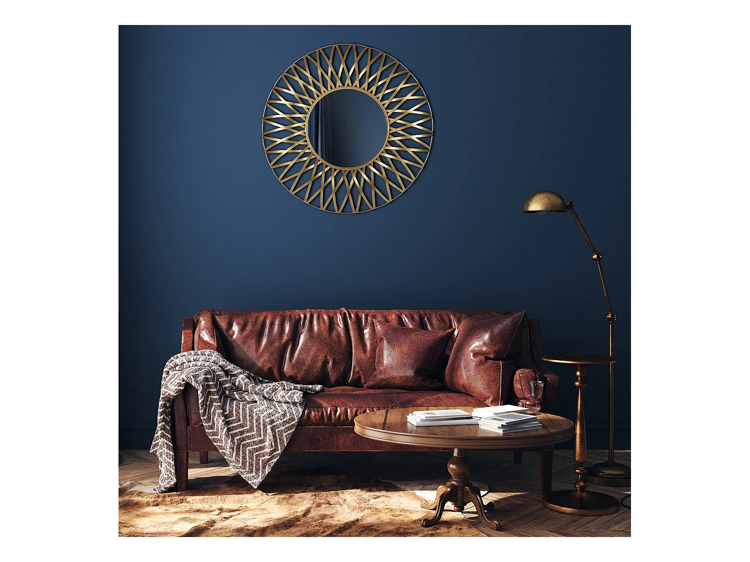 Espejo sunburst marco de metal dorado Lima Ø 84 cm WOMO-DESIGN