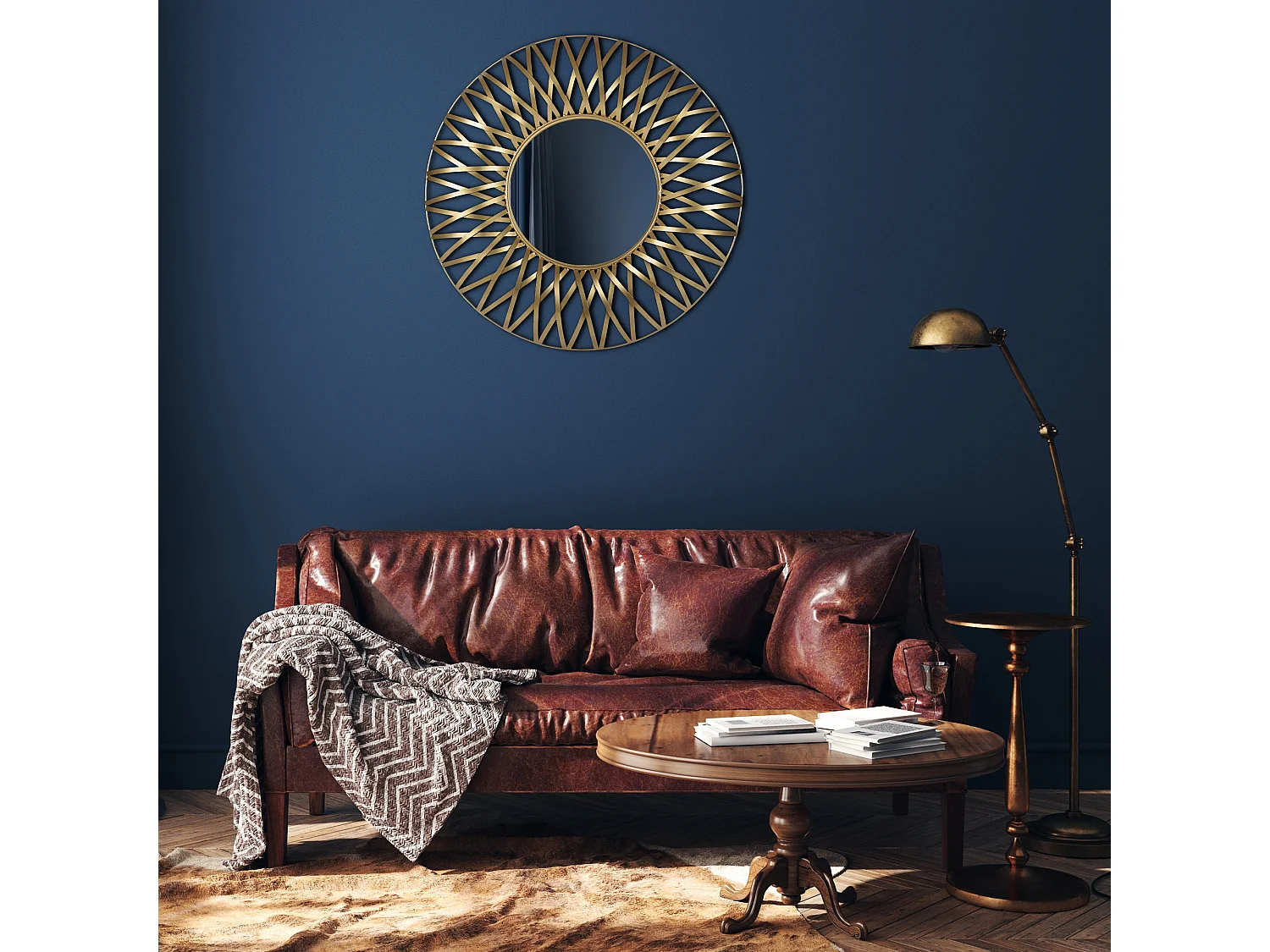 Miroir soleil doré cadre métallique Lima Ø 84 cm WOMO-DESIGN