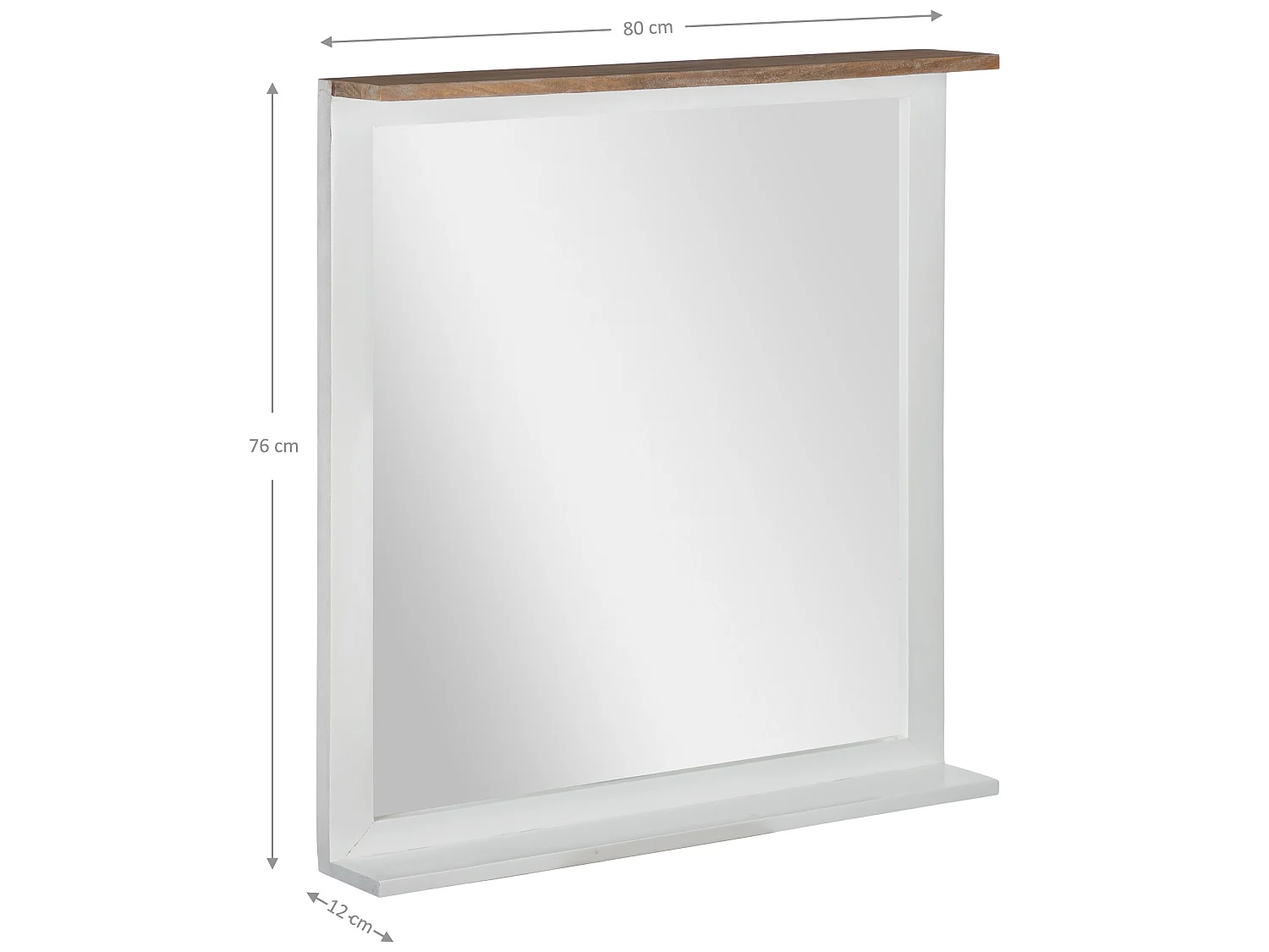 WOMO-DESIGN Specchio da muro XI'an 80 x 76 cm cornice in colore naturale e bianco, specchiera da appendere per corridoio, camera da letto e soggiorno