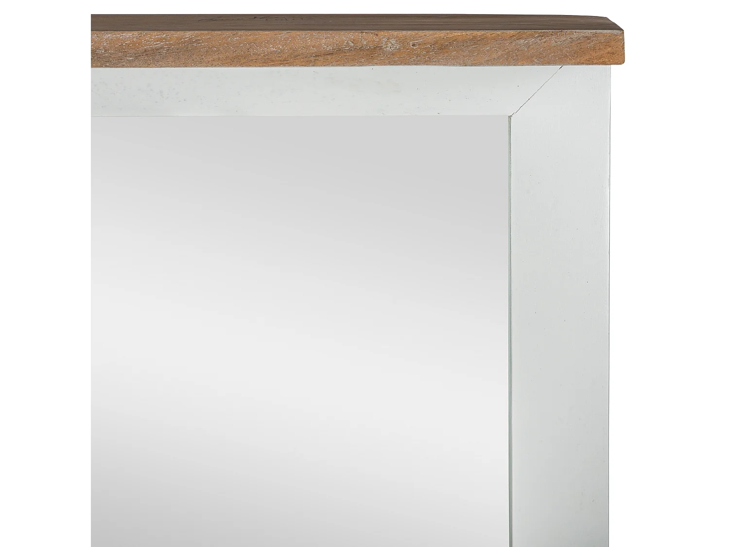 Miroir mural XI'an 80 x 76 cm rectangulaire naturel blanc cadre en bois de manguier massif laqué décoration chambre accesoire salle de bain maquillage