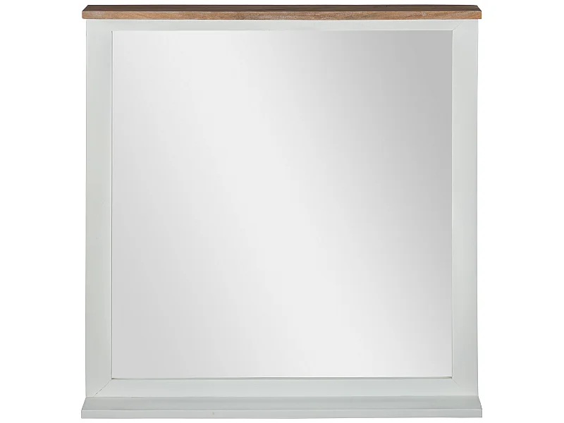 Miroir mural XI'an 80 x 76 cm rectangulaire naturel blanc cadre en bois de manguier massif laqué décoration chambre accesoire salle de bain maquillage