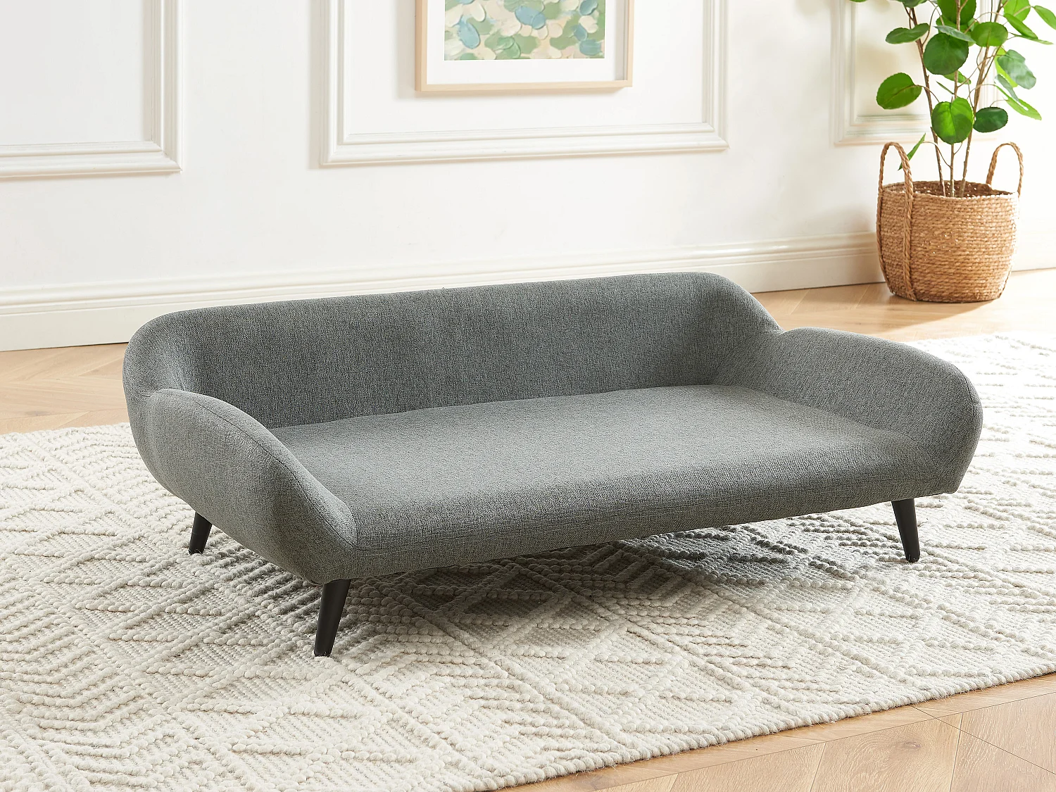 Tiersofa - 99 x 61 cm - Stoff & Metall - Grau - ZOLIA