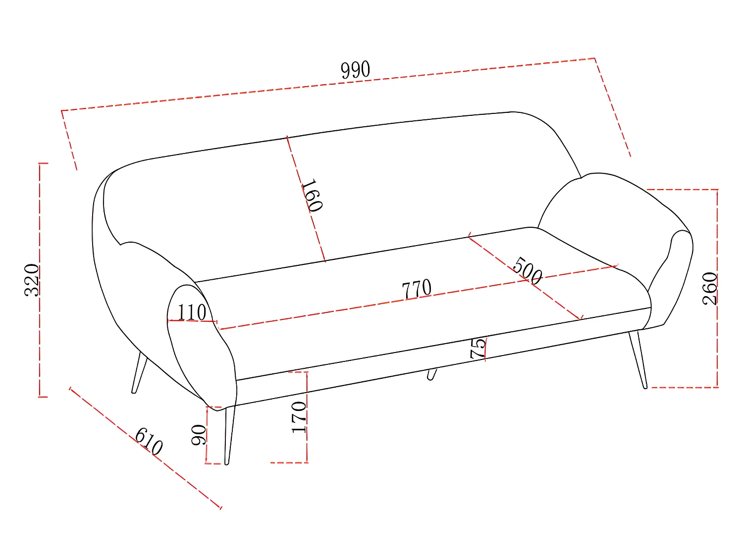 Kanapa dla zwierząt z tkaniny z metalowymi nogami - szer.99 x gł. 61 cm - Szara - ZOLIA