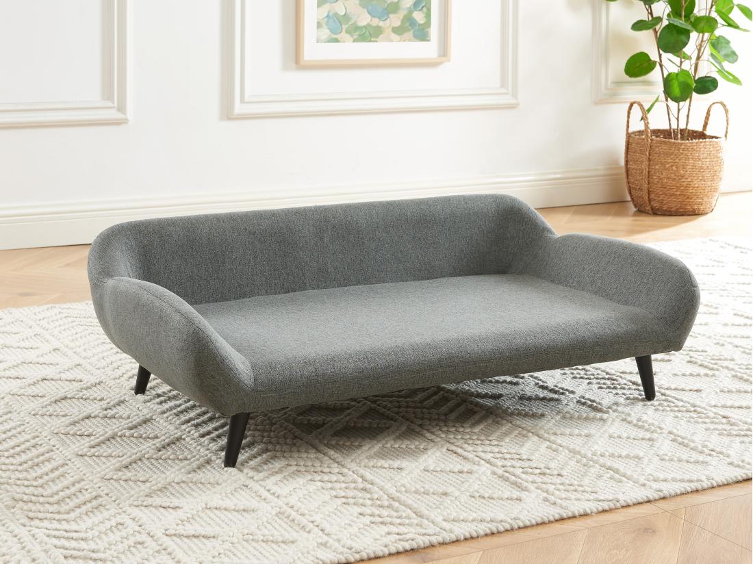 vente unique Canapé pour animaux en tissu et piètement métal - L.99 x P. 61 cm - Gris - ZOLIA