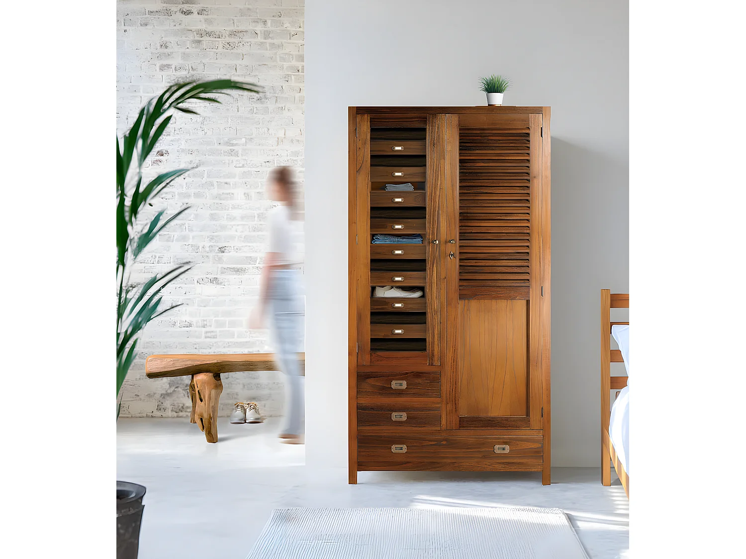 STAR - Armoire en bois de mindi marron 5 tiroirs H200