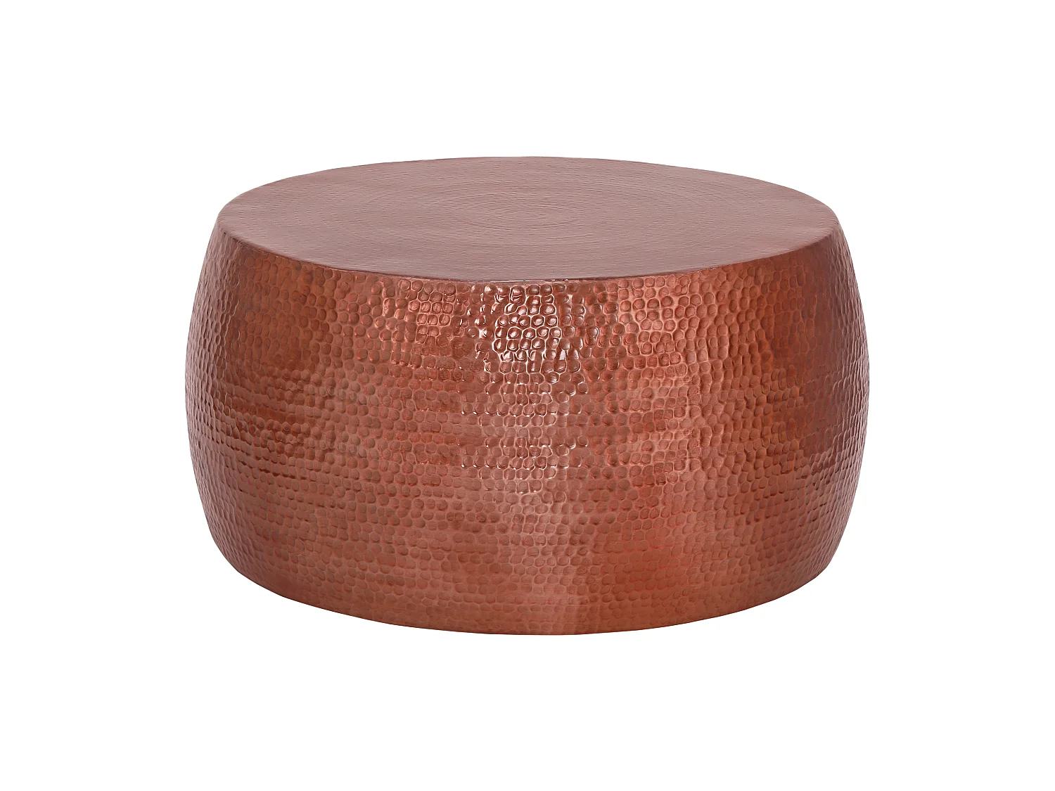 Table basse de salon martelée Pudong aluminium cuivre Ø90x45 cm WOMO-DESIGN
