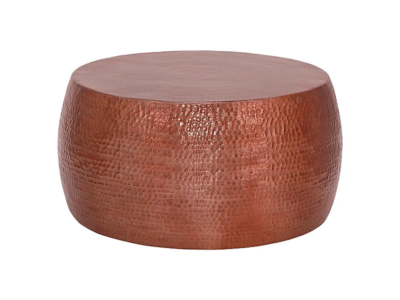 Table basse de salon martelée Pudong aluminium cuivre Ø90x45 cm WOMO-DESIGN