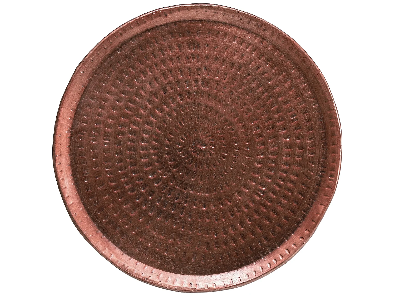 WOMO-DESIGN Mesa auxiliar lateral ø40x50 cm mesita redonda de aluminio efecto martillado color cobre con almacenaje para salón, hecha a mano