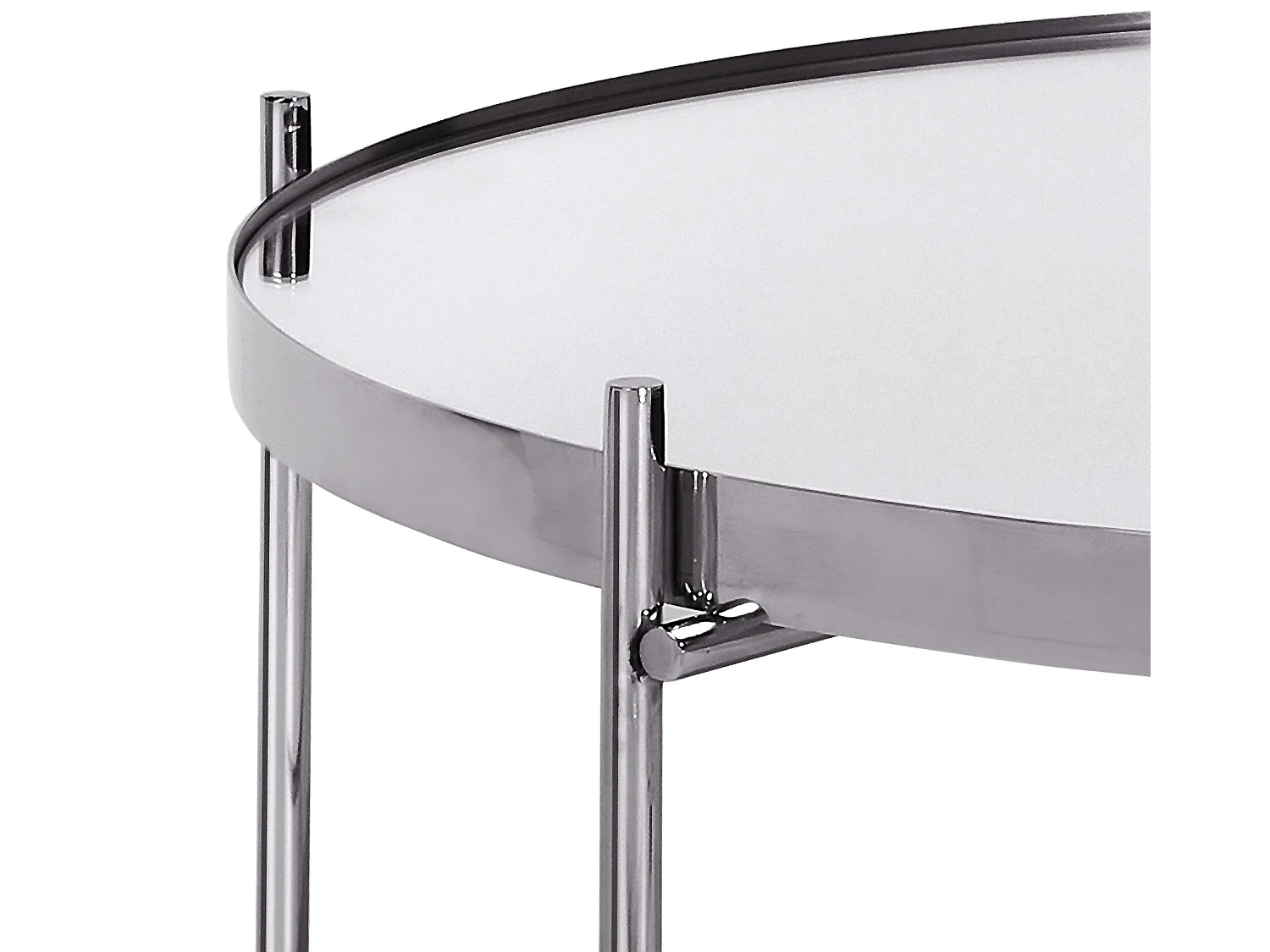 WOMO-DESIGN Tavolino basso da caffe Ø 75x35 cm cromato rotondo in metallo con piano in vetro, stile moderno, tavolo laterale per soggiorno e salotto