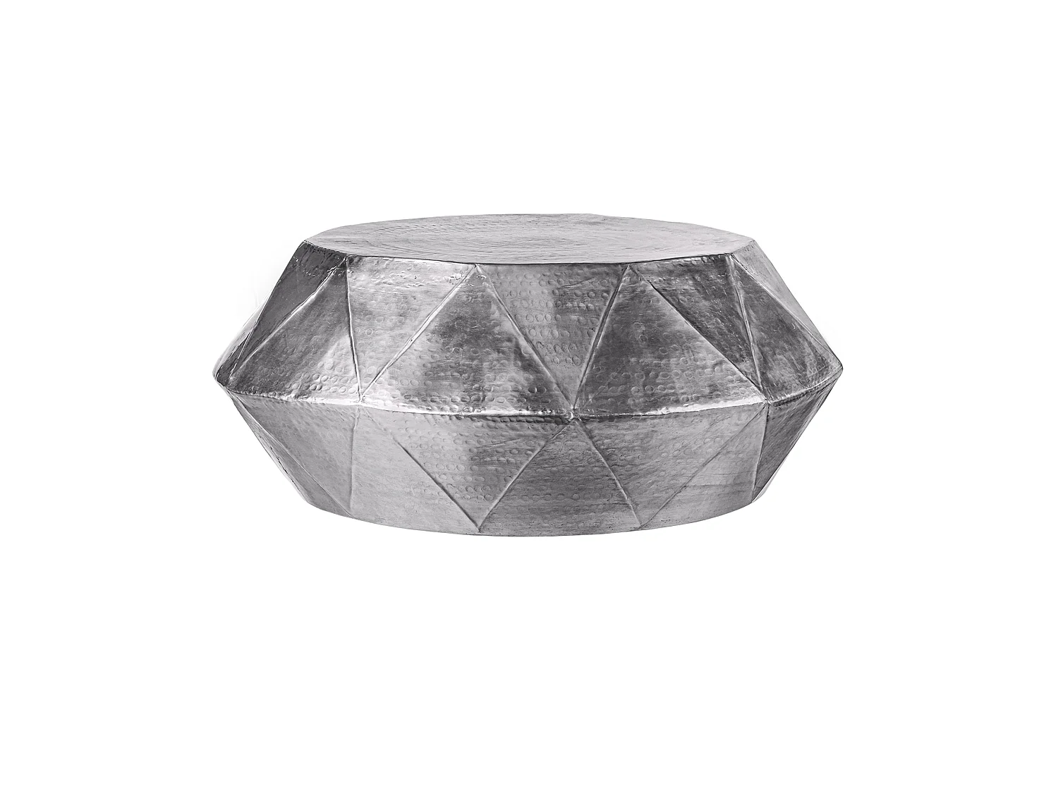 Table basse de salon café martelée en aluminium Ø 73x28,5 cm argent WOMO-DESIGN