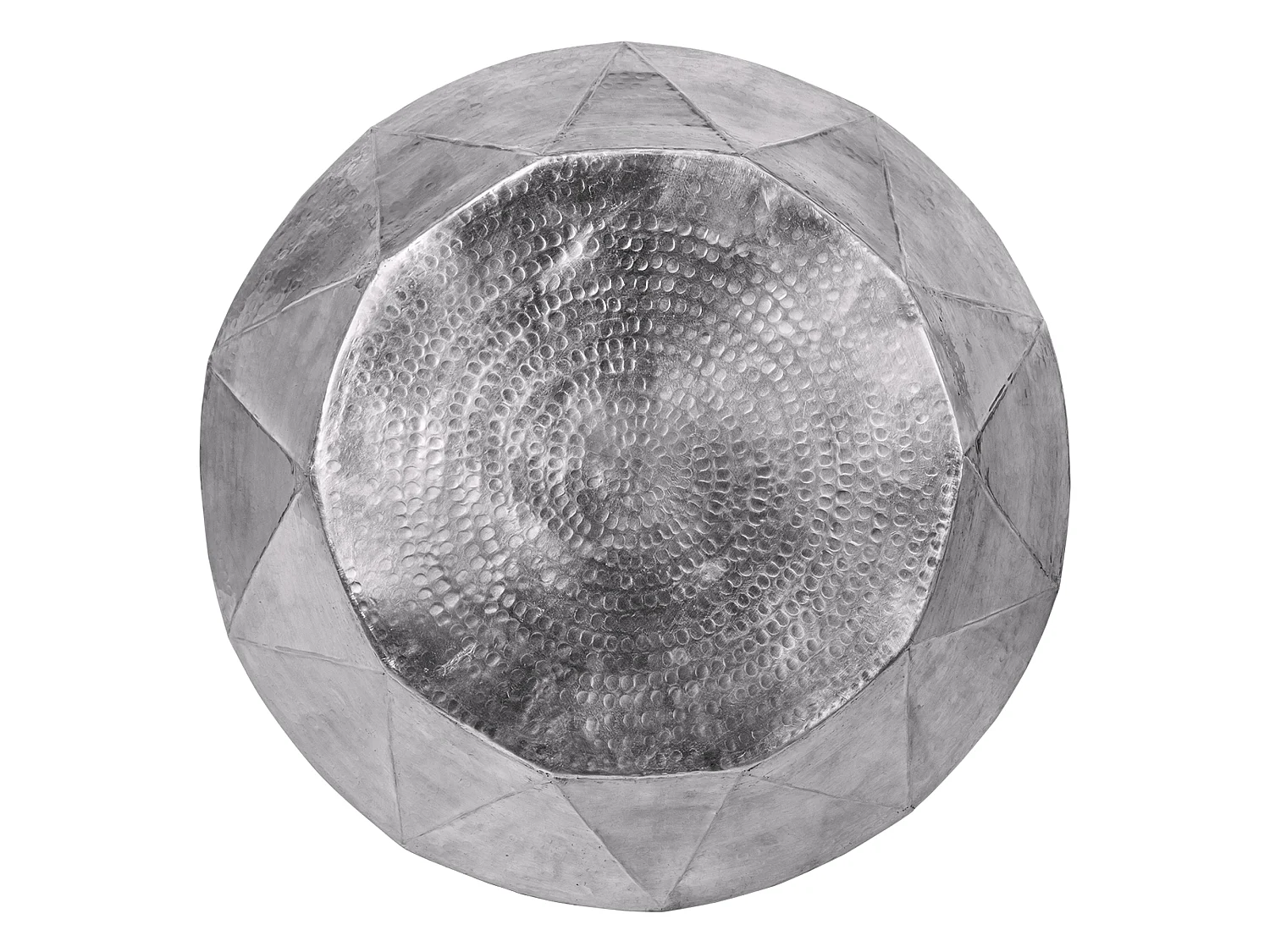 Table basse de salon café martelée en aluminium Ø 73x28,5 cm argent WOMO-DESIGN