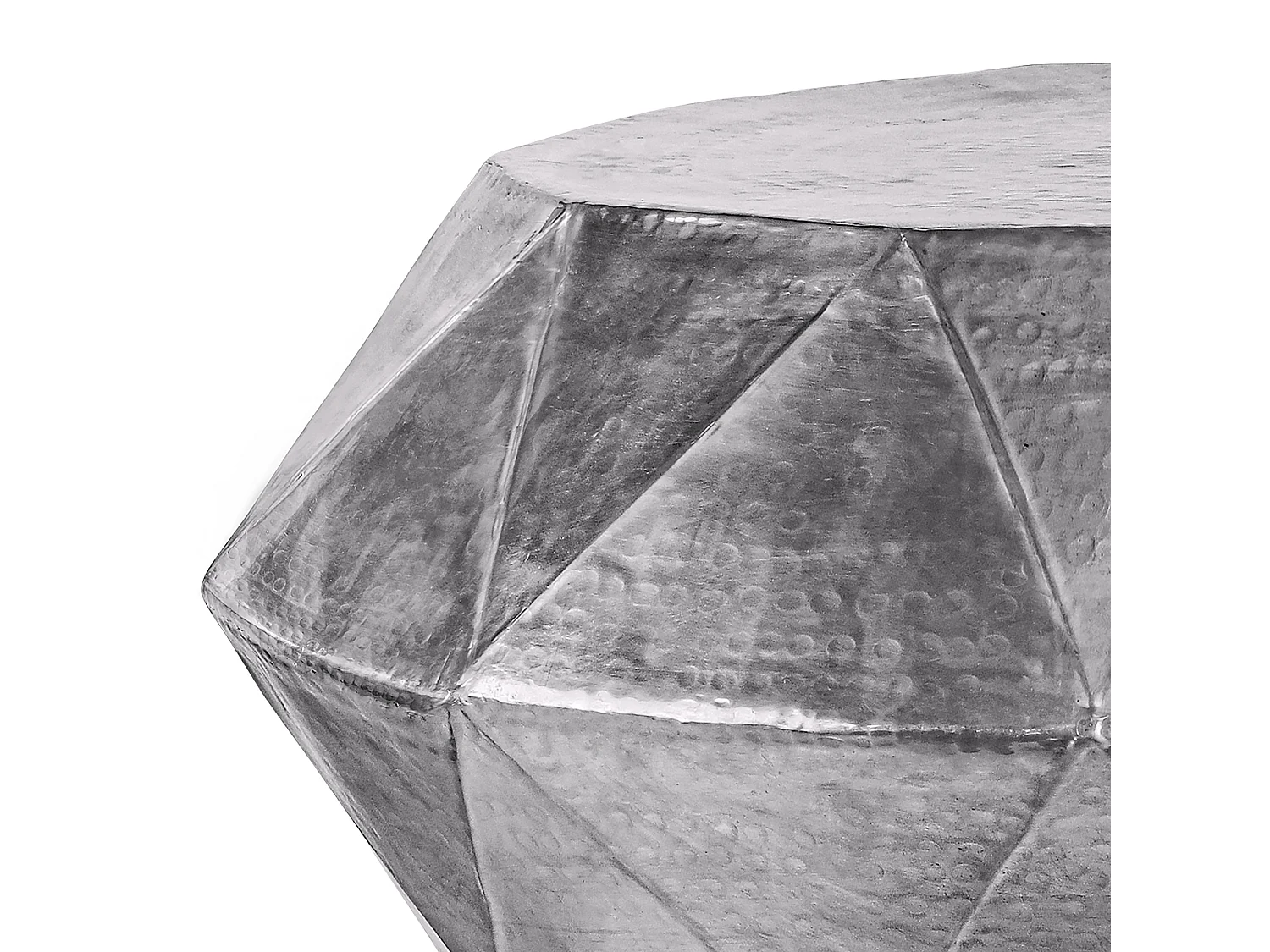 Table basse de salon café martelée en aluminium Ø 73x28,5 cm argent WOMO-DESIGN