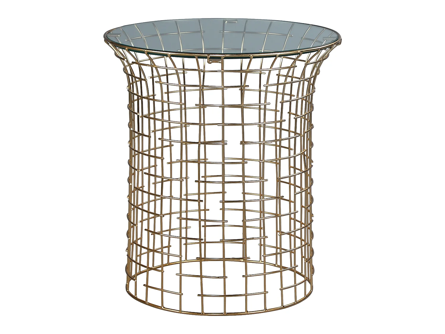 WOMO-DESIGN Tavolino rotondo Leeds 45 x 40 x 45 cm piano in vetro trasparente rimovibile struttura in metallo tavolo da caffè per soggiorno e salotto