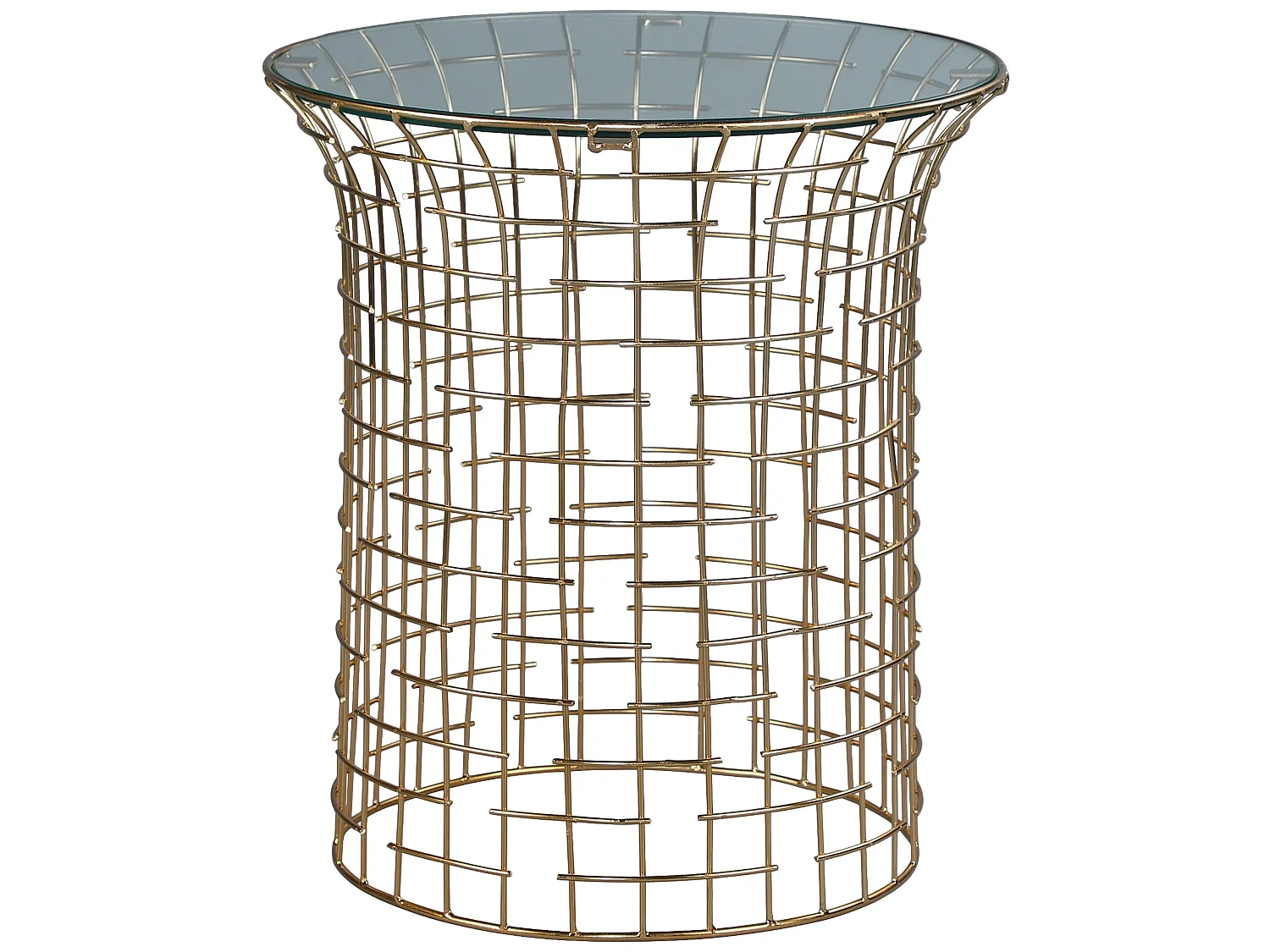 WOMO-DESIGN Tavolino rotondo Leeds 45 x 40 x 45 cm piano in vetro trasparente rimovibile struttura in metallo tavolo da caffè per soggiorno e salotto