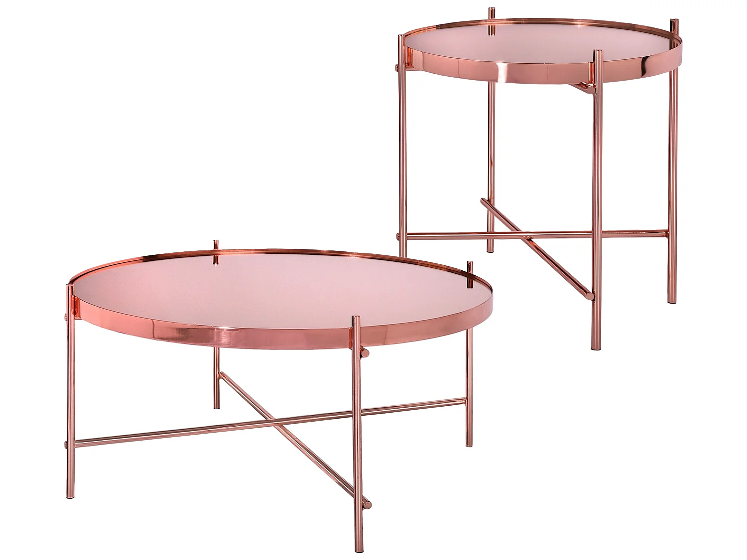 Juego de 2 mesas de centro en metal cobre y cristal WOMO-DESIGN