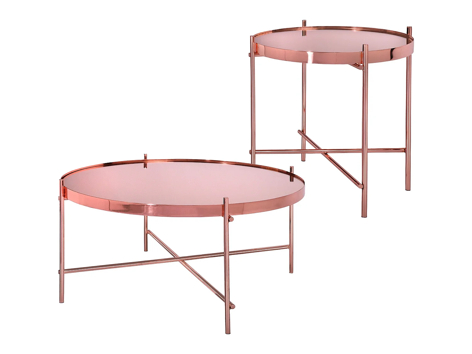 Table basse 2 pièces cuivre en métal et verre WOMO-DESIGN
