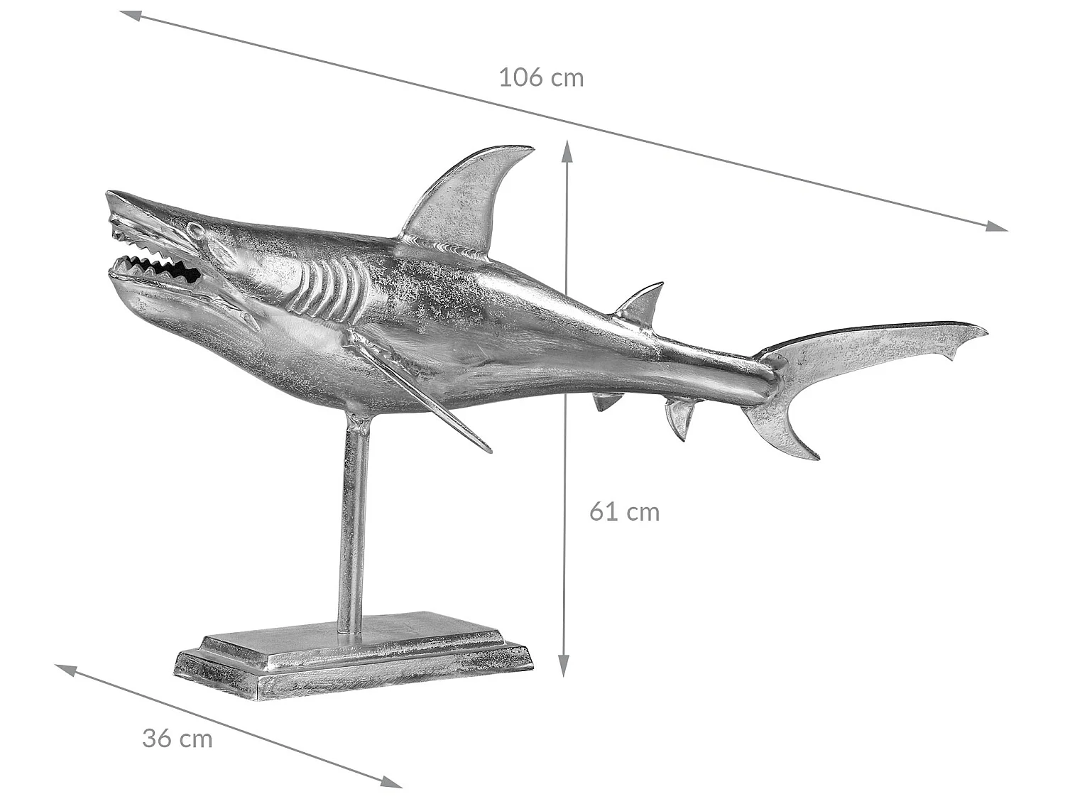 Escultura tiburón estatua aluminio 106 cm WOMO-DESIGN