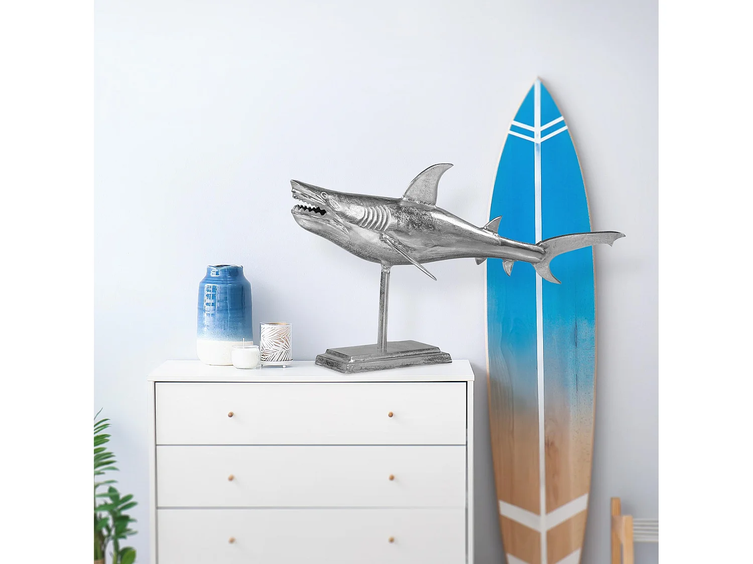 Escultura tiburón estatua aluminio 106 cm WOMO-DESIGN